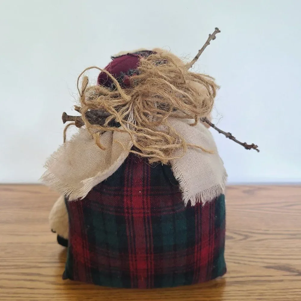 Handmade Fabric Old-Fashioned Santa Kris Kringle Holiday Doll w/Weighted Bottom